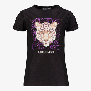 TwoDay meisjes T-shirt met tijgerkop zwart