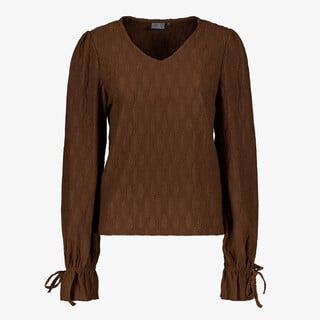TwoDay dames top met strikkoortjes bruin