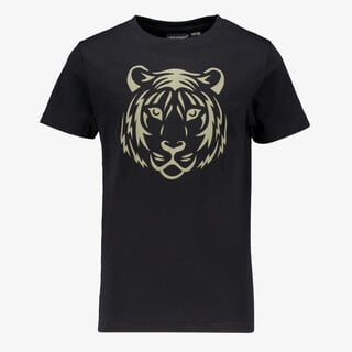 Unsigned jongens T-shirt met tijgerkop zwart
