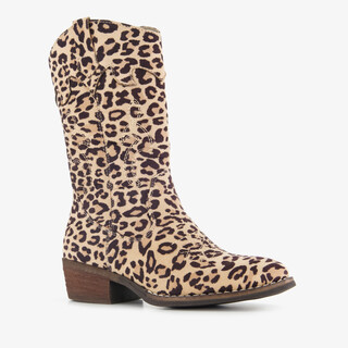 Blue Box meisjes western laarzen met panterprint beige