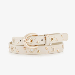 Meisjes riem beige met hartjes