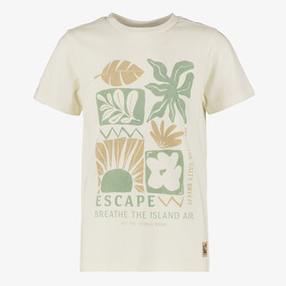 Unsigned jongens T-shirt met opdruk ecru groen