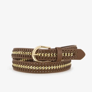 Dames riem gevlochten bruin goud