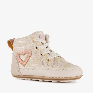 Groot leren babyschoenen beige goud