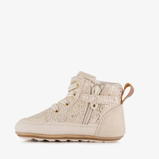 Groot leren babyschoenen beige goud
