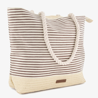 Enrico Benetti strandtas gestreept beige