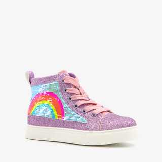Blue Box meisjes sneakers met glitters en regenboog paars