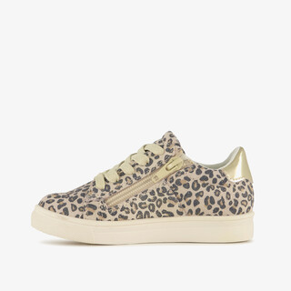 Stap suède meisjes sneakers met panterprint