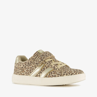 Blue Box meisjes sneakers met panterprint en glitters beige goud