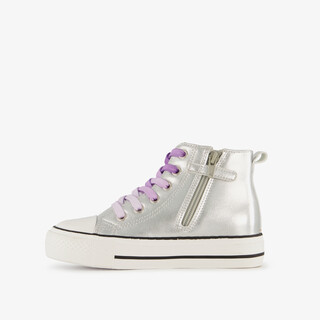 Blue Box hoge meisjes sneakers metallic zilver