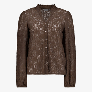 TwoDay dames blouse met kant bruin