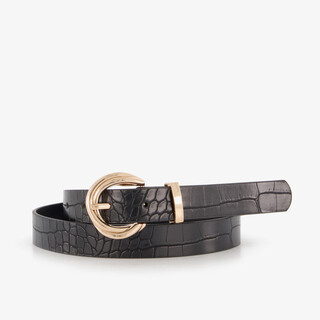 Dames riem met croco print zwart