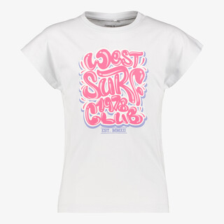 Name It meisjes T-shirt met roze tekstopdruk wit