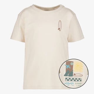 Unsigned jongens T-shirt met backprint beige