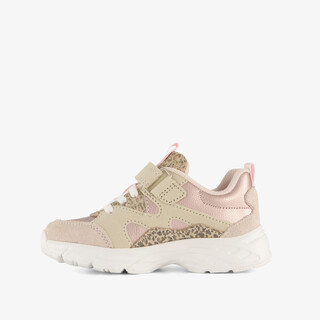 Braqeez leren meisjes sneakers beige panterprint