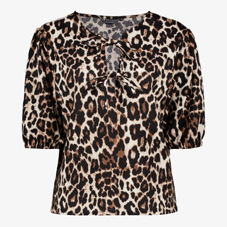 TwoDay dames blouse met panterprint en strikjes
