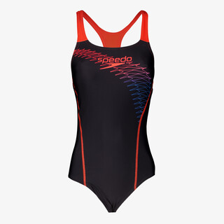 Speedo Eco Medley Logo Medalist dames badpak zwart rood