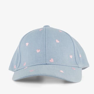 Meisjes pet denim blauw met hartjes