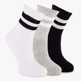 3 paar kindersokken met streepjes wit zwart