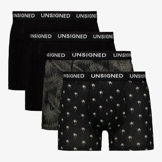 Unsigned heren boxershorts 4 pack zwart met print