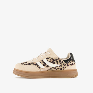 Blue Box meisjes sneakers met panterprint beige bruin