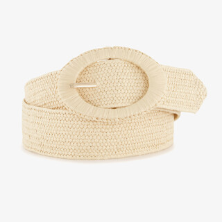 Dames riem gevlochten creme