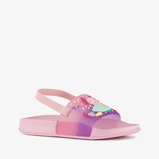 Roze meisjes badslippers met axolotl