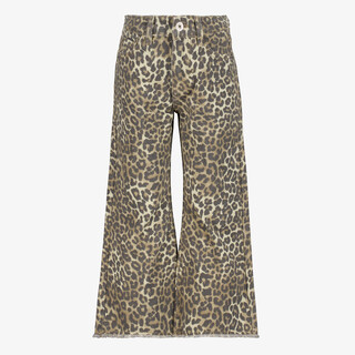 TwoDay meisjes wide leg jeans met luipaardprint bruin
