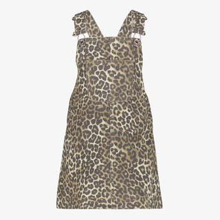 TwoDay meisjes denim tuinjurk met panterpint