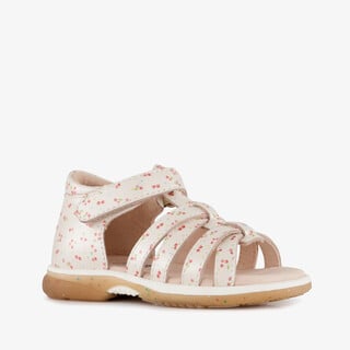 Stap leren meisjes sandalen met kersen beige roze
