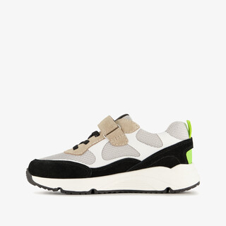 Stap suède jongens sneakers beige zwart