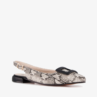 Nova dames slingbacks met slangenprint grijs