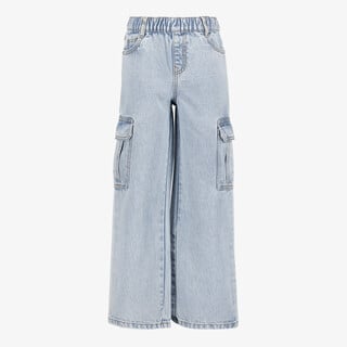 TwoDay wide leg meisjes cargo jeans lichtblauw