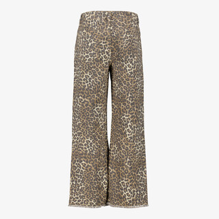 TwoDay meisjes wide leg jeans met luipaardprint bruin