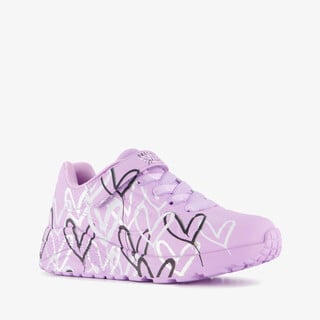 Skechers Uno Lite - Love meisjes sneakers met hartjes lichtpaars