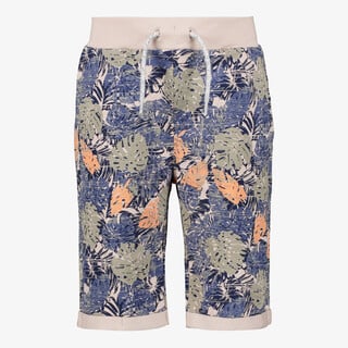 Name It jongens sweatshort met bloemenprint blauw