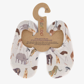 Slipstop Kongo kinder schoenen met wilde dieren wit