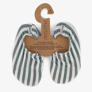 Slipstop kinder schoenen met groene strepen wit