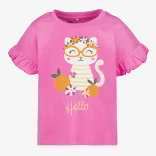 Name It meisjes T-shirt met kat roze