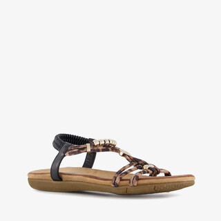 Blue Box dames sandalen panterprint zwart bruin