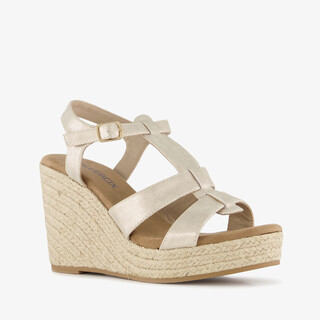 Blue Box dames espadrilles met jute en sleehak goud