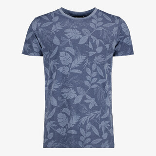 Unsigned heren T-shirt met bladerenprint blauw