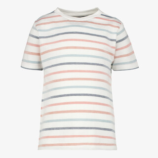 Unsigned gestreept jongens T-shirt wit pastel