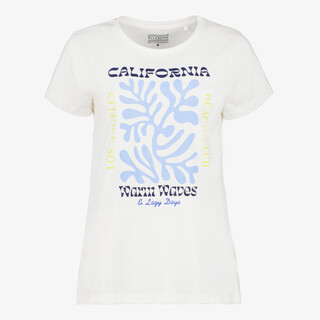 TwoDay dames T-shirt met een blauwe opdruk wit