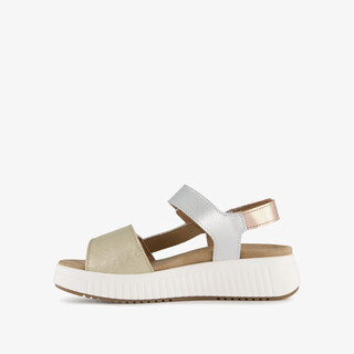 Hush Puppies leren dames sandalen met plateauzool goud