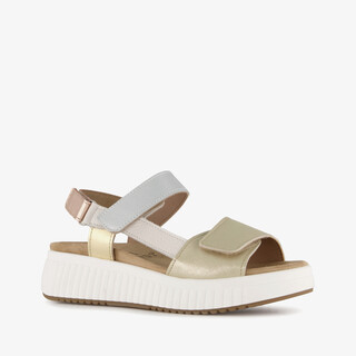 Hush Puppies leren dames sandalen met plateauzool goud
