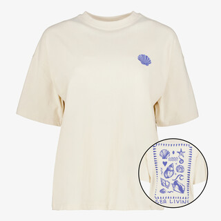 TwoDay dames T-shirt met backprint lichtbeige