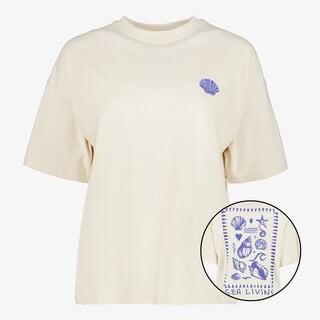 TwoDay dames T-shirt met backprint lichtbeige
