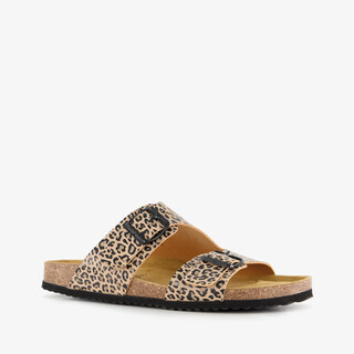 Hush Puppies dames bio slippers met panterprint bruin
