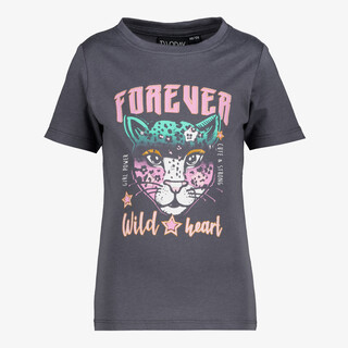 TwoDay meisjes T-shirt met luipaard zwart roze